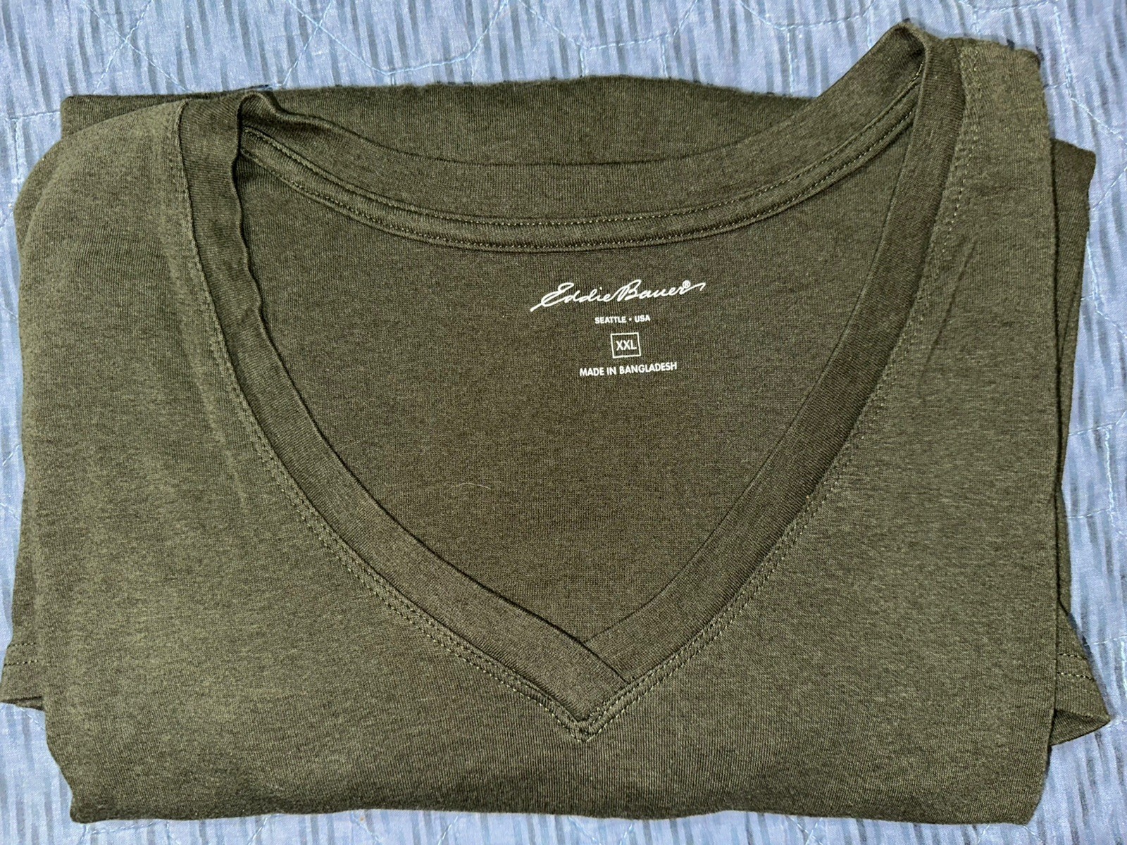 Eddie Bauer Womens V-Neck Long Sleeve Shirt Olive Green Cotton/Modal/Spandex XXL