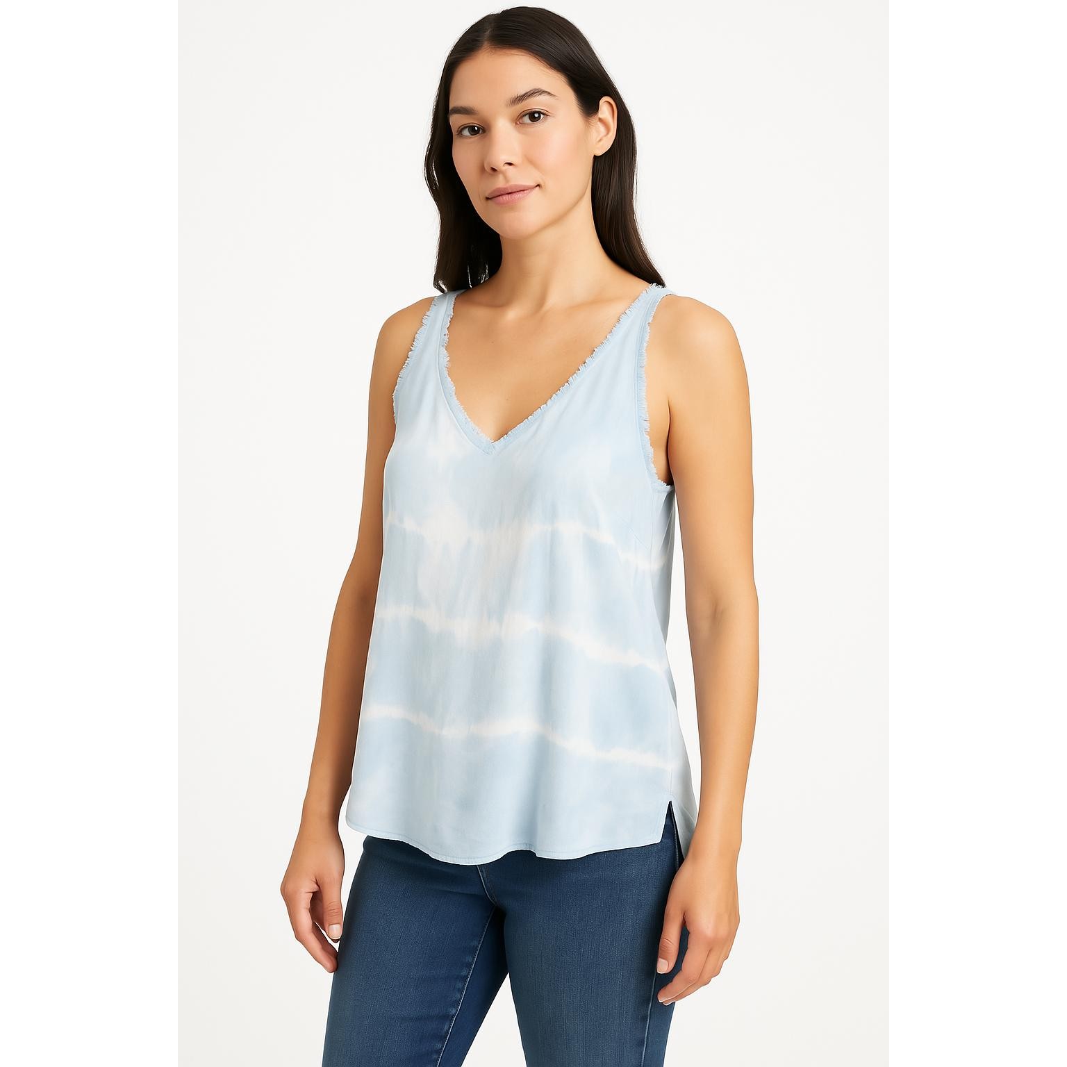 Cloth & Stone by Anthropologie Women’s Frayed Edge Tank Top in Blue Wash- Large