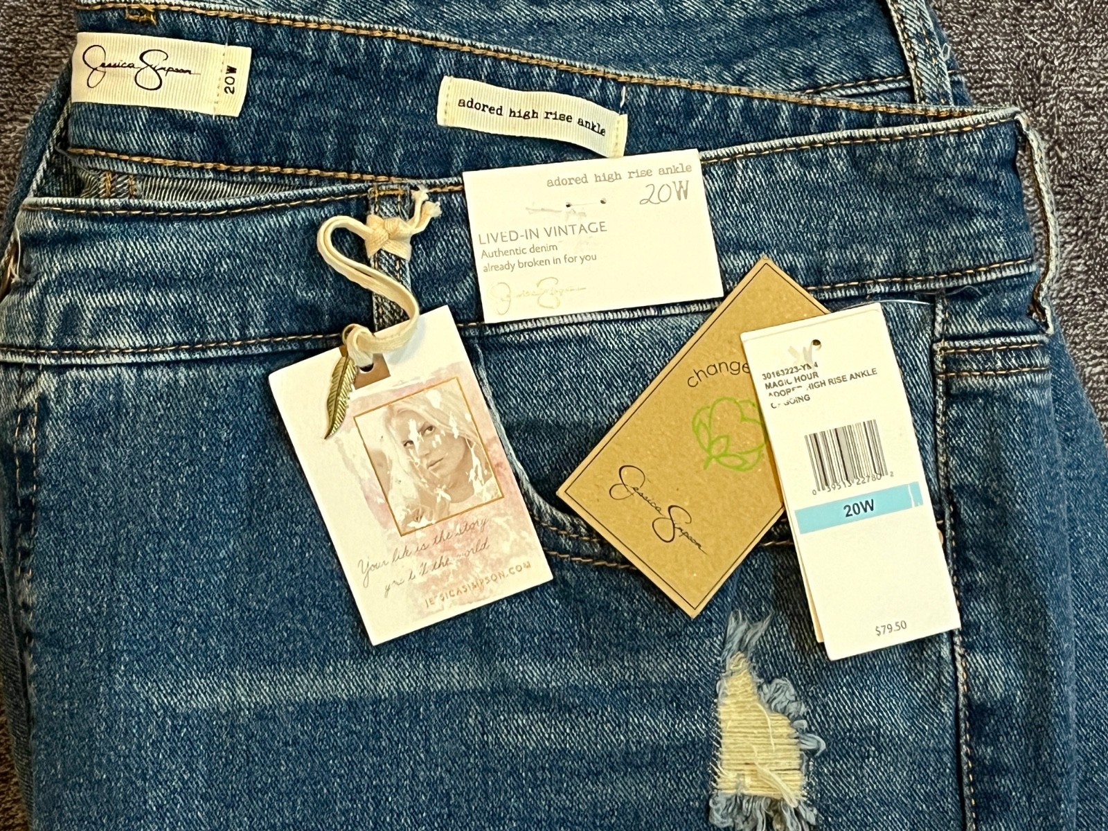Brand New with Tags Jessica Simpson “Lived-In Vintage” Jeans, Size 20W