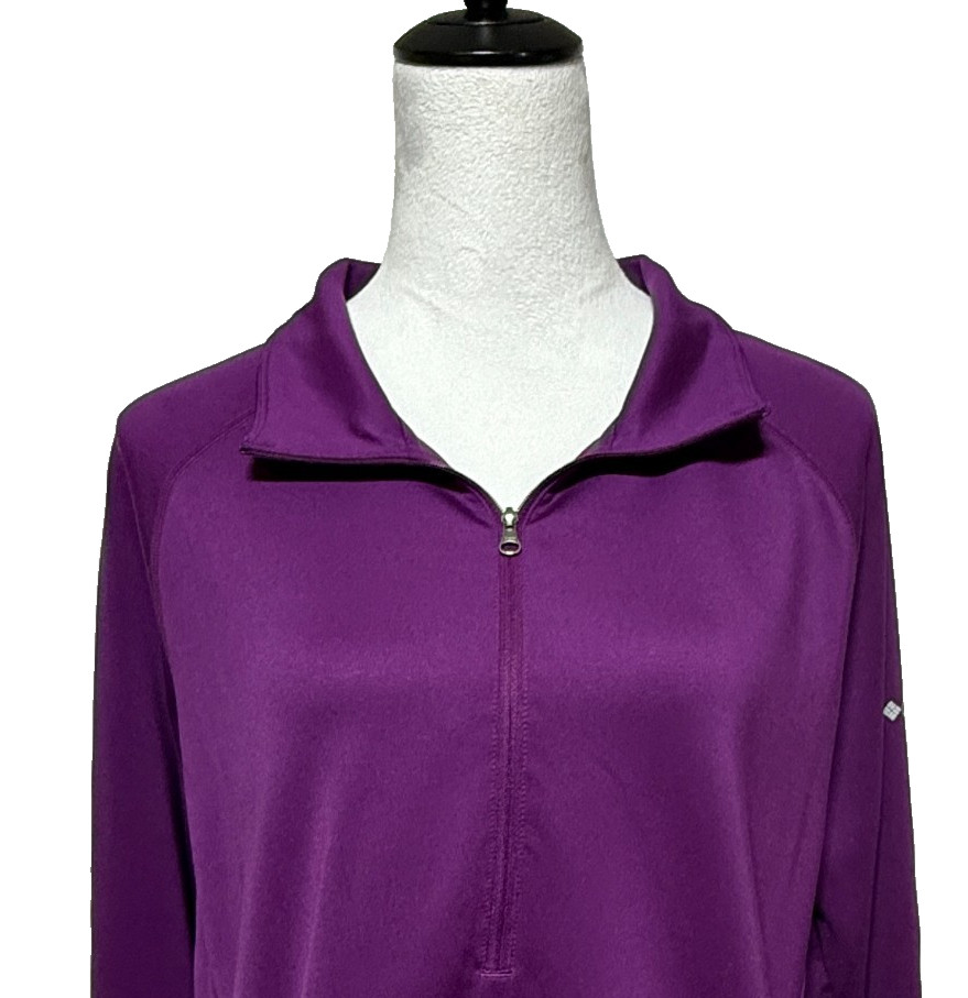 Columbia Sweatshirt Womens Large Purple 1/2 Zip Pullover Stretch Outdoors