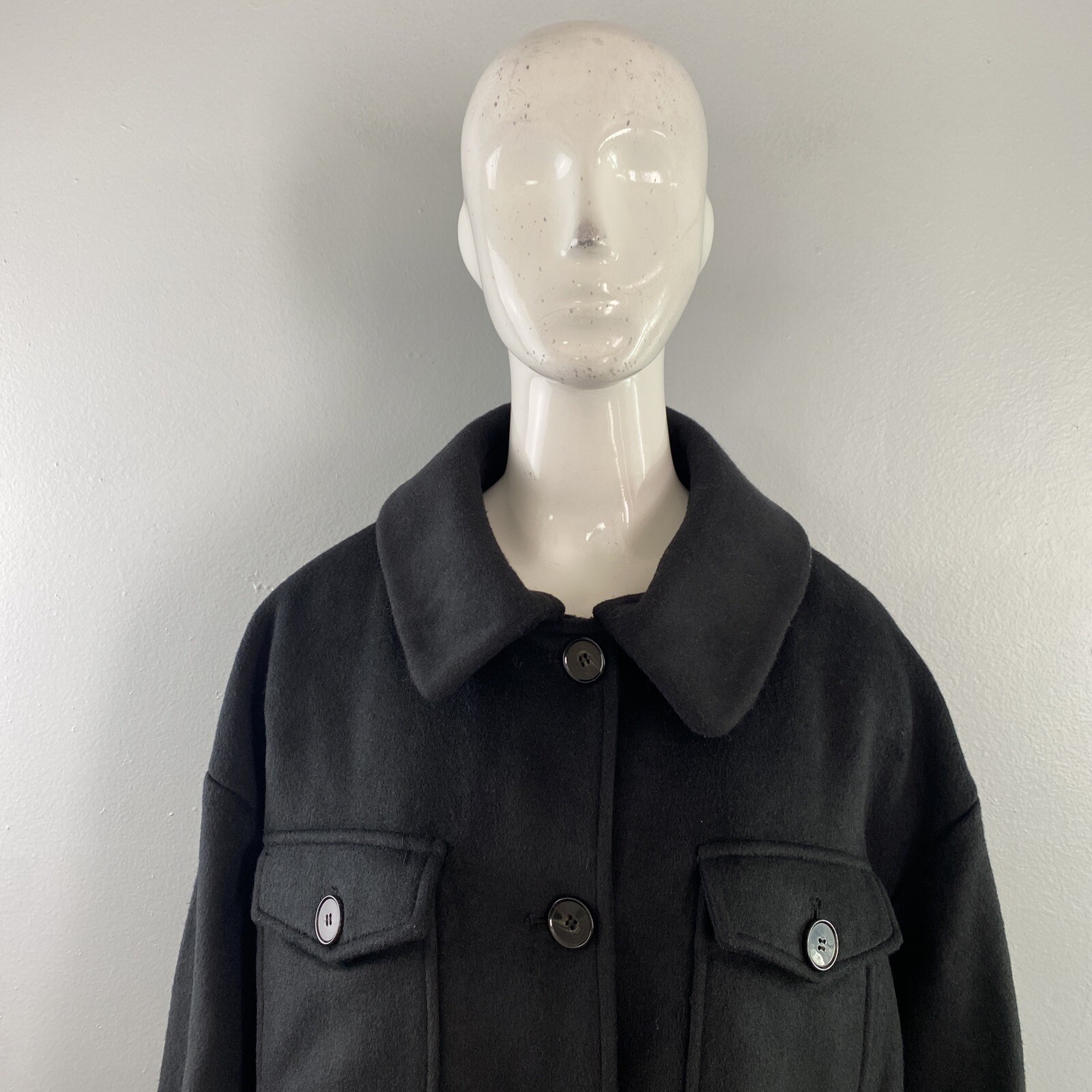 NWT Sanctuary Womens Wool Blend Fringe Peacoat Black Size L