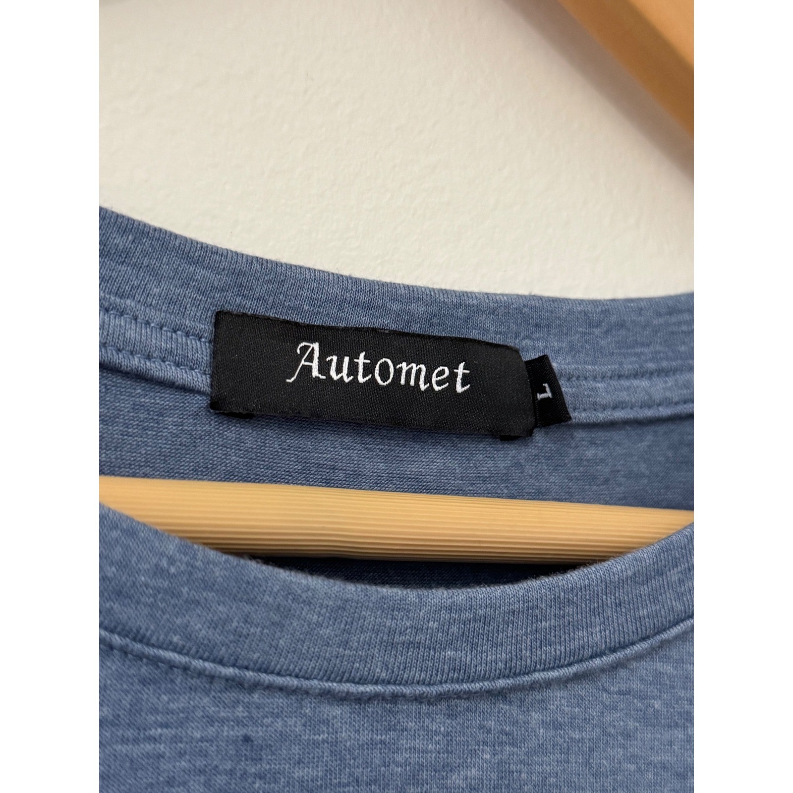 Automet Blue Short Sleeve Top L Asymmetrical Seam Stretch Casual Soft Tee Women
