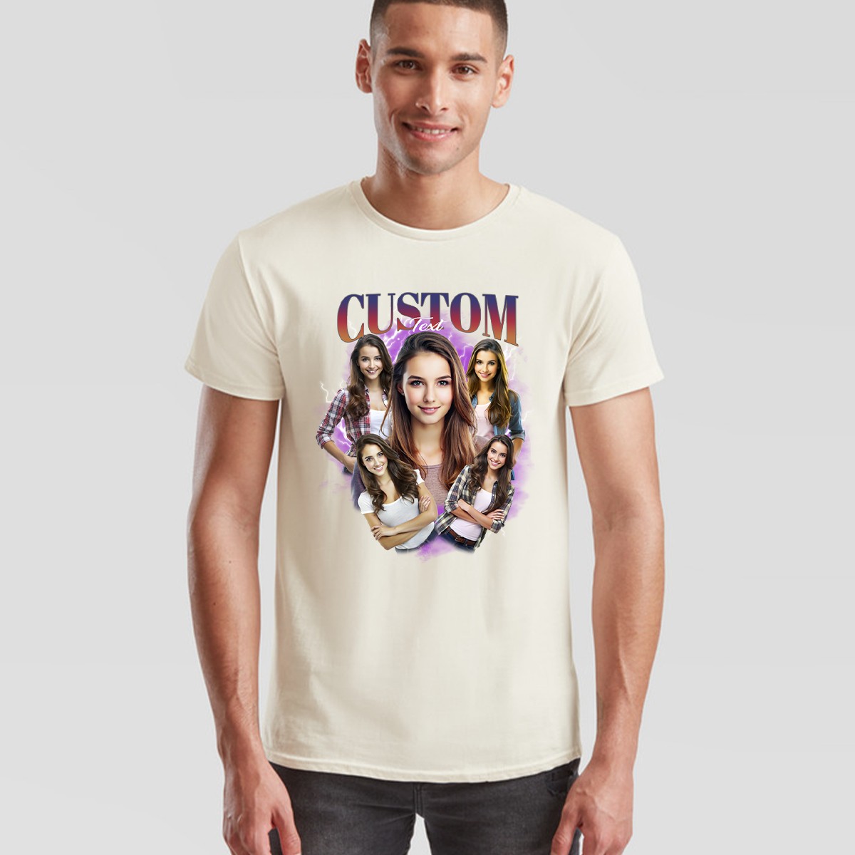 Custom Photo Upload Custom Text Personalised Collage Unisex T-Shirt Your Design