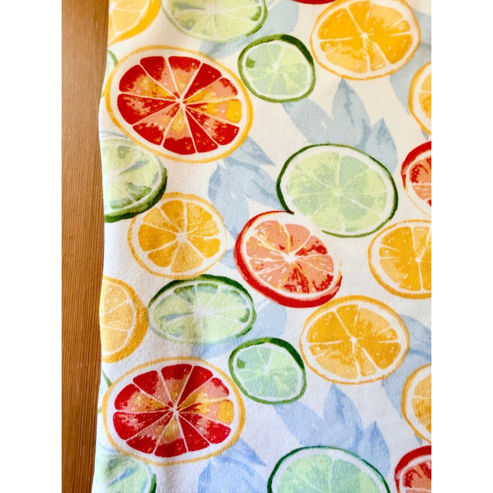 Citrus Fruit Print Lace Trim Camisole Tank Top XL Lemon Lime Grapefruit Summer