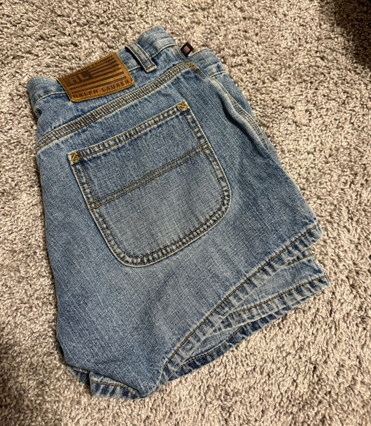 Polo Ralph Lauren Women’s Blue Denim Shorts Size 4 Medium Wash Logo 5-Pocket