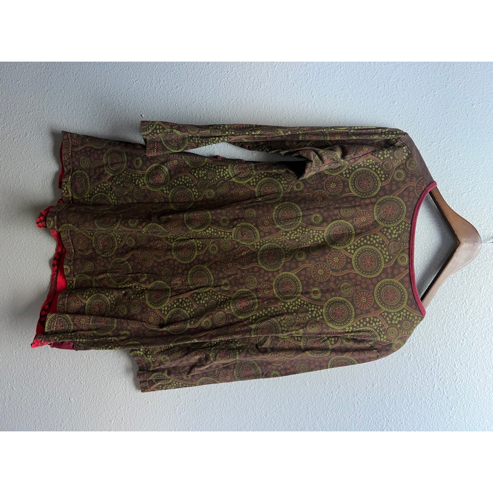 Womens Lunieva Dress Top Peacock Graphic Boho Bohemian Artistic Nepal Made Large