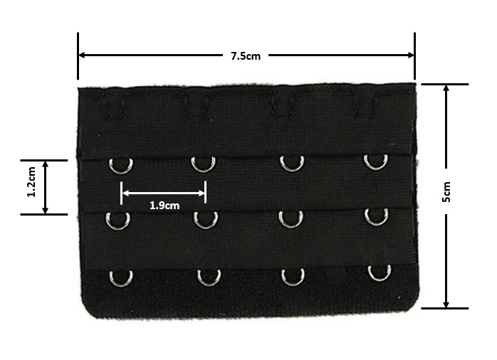 Bra Back Expander – Strap Extender Adapter – 2 3 4 Hooks Black White Beige Nude