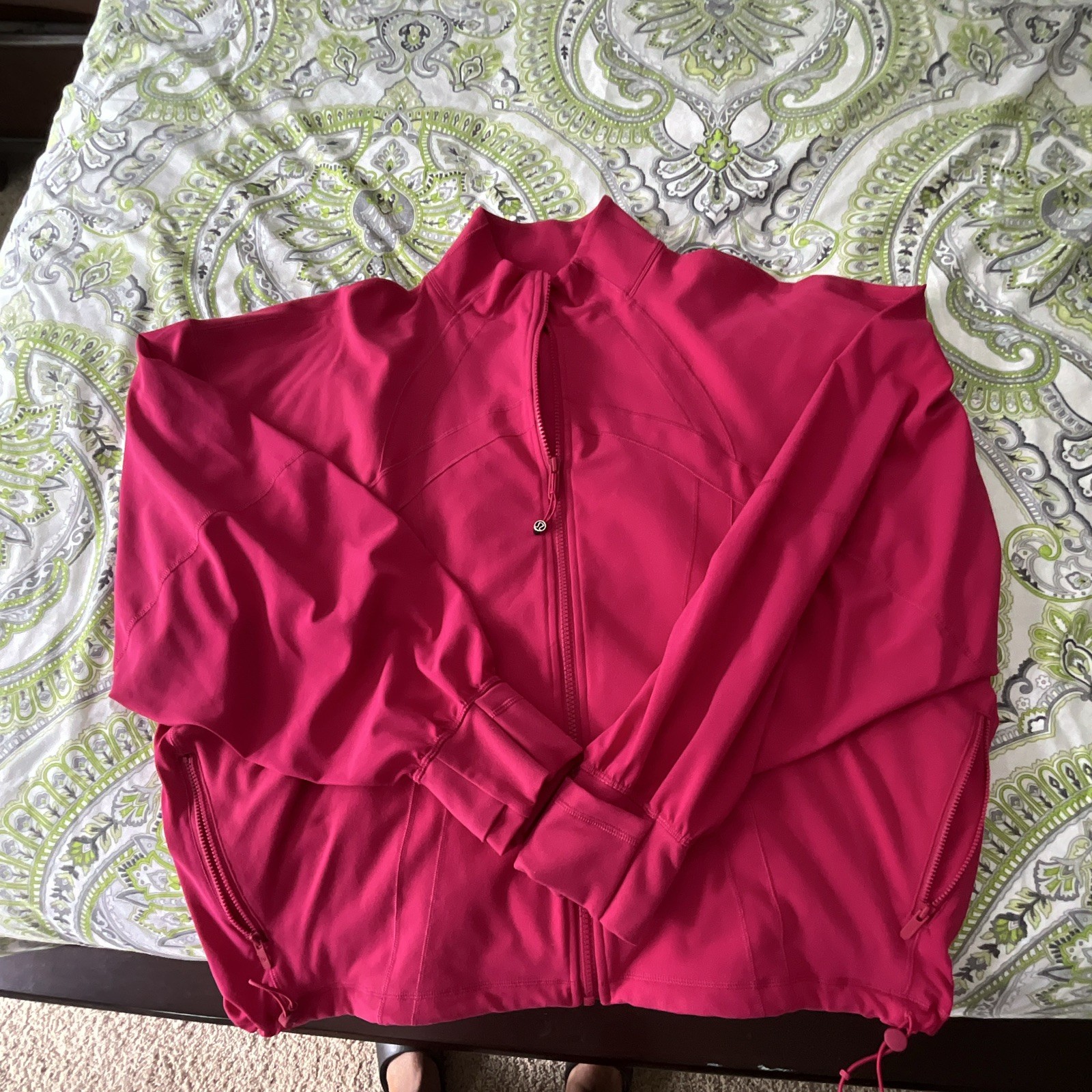 Lululemon Women’s Full Zip Track Jacket Pink Solid Long Sleeve Size 12