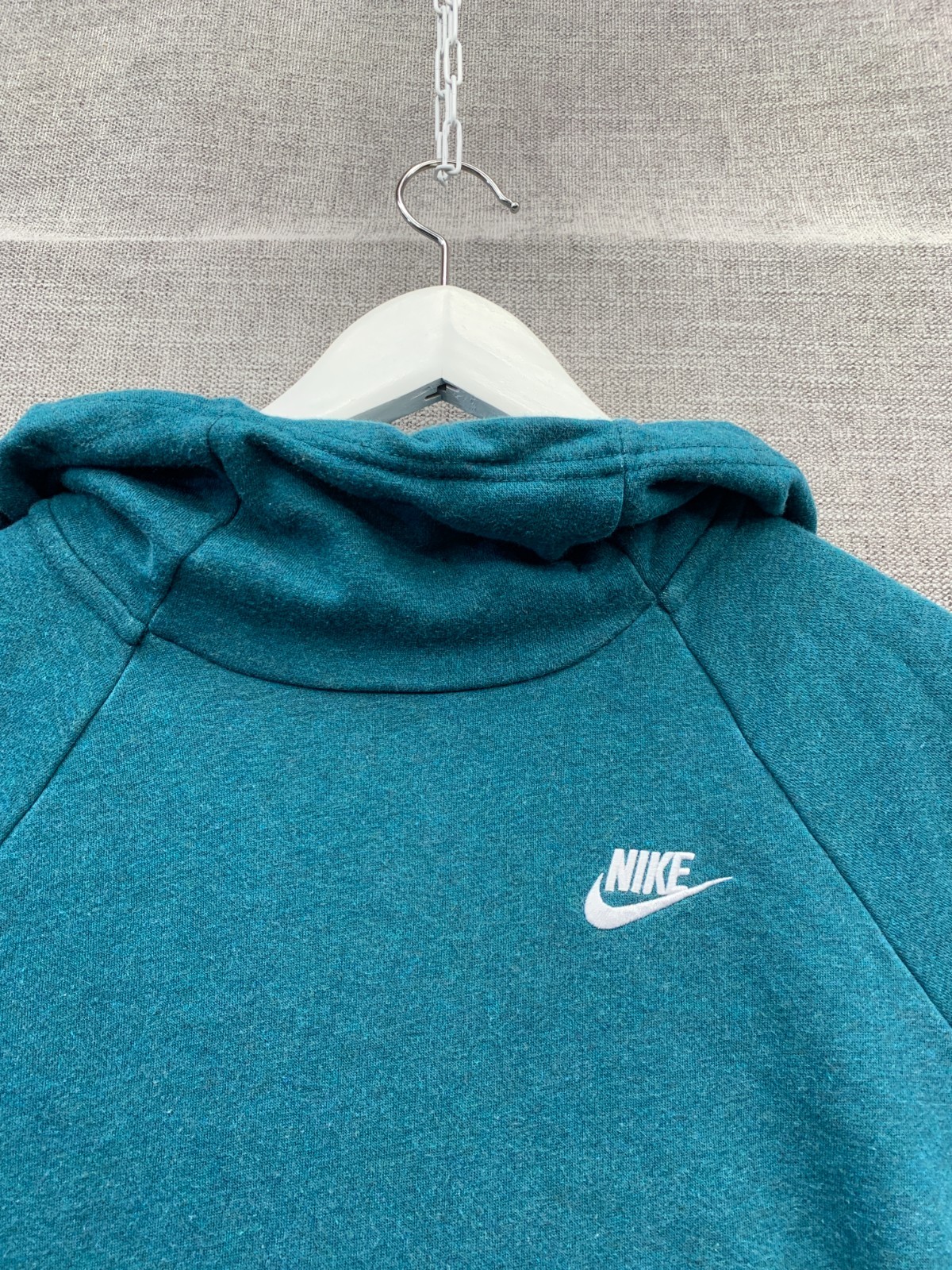 Nike Sportswear Essential Hoodie Women Small Teal Blue Funnel Neck Raglan Sleeve