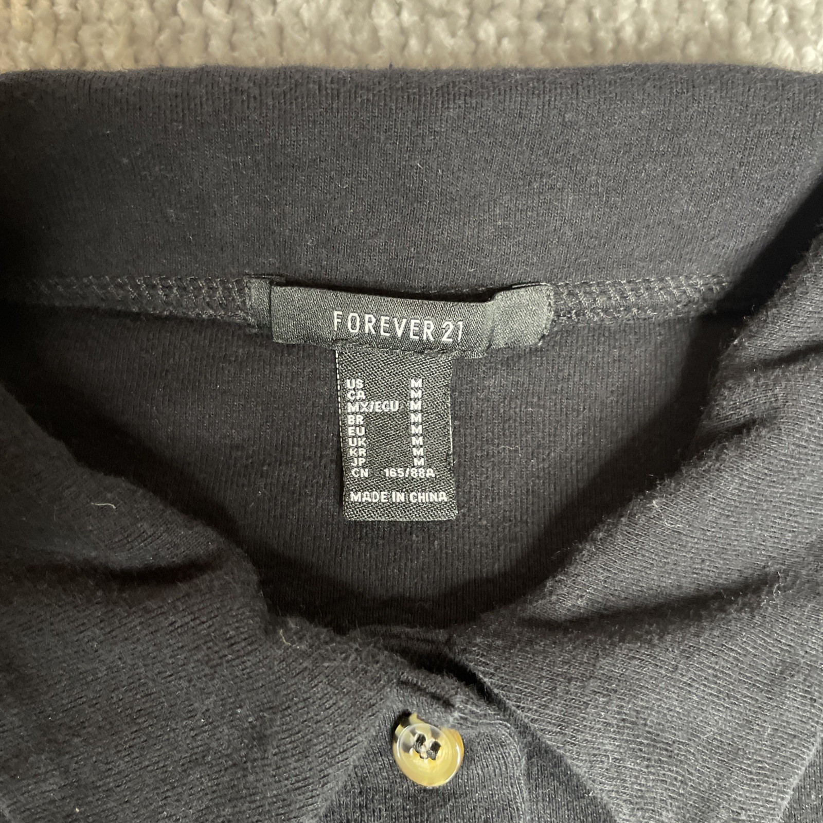 Black Button Up Crop Top Size Medium Forever 21 Y2K Streetwear Minimalist Crop