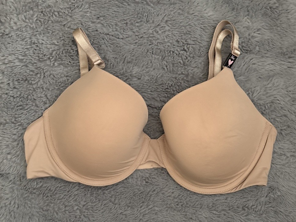 Victorias Secret Beige T-Shirt Lightly Lined Demi Bra 36C Underwire Convertible