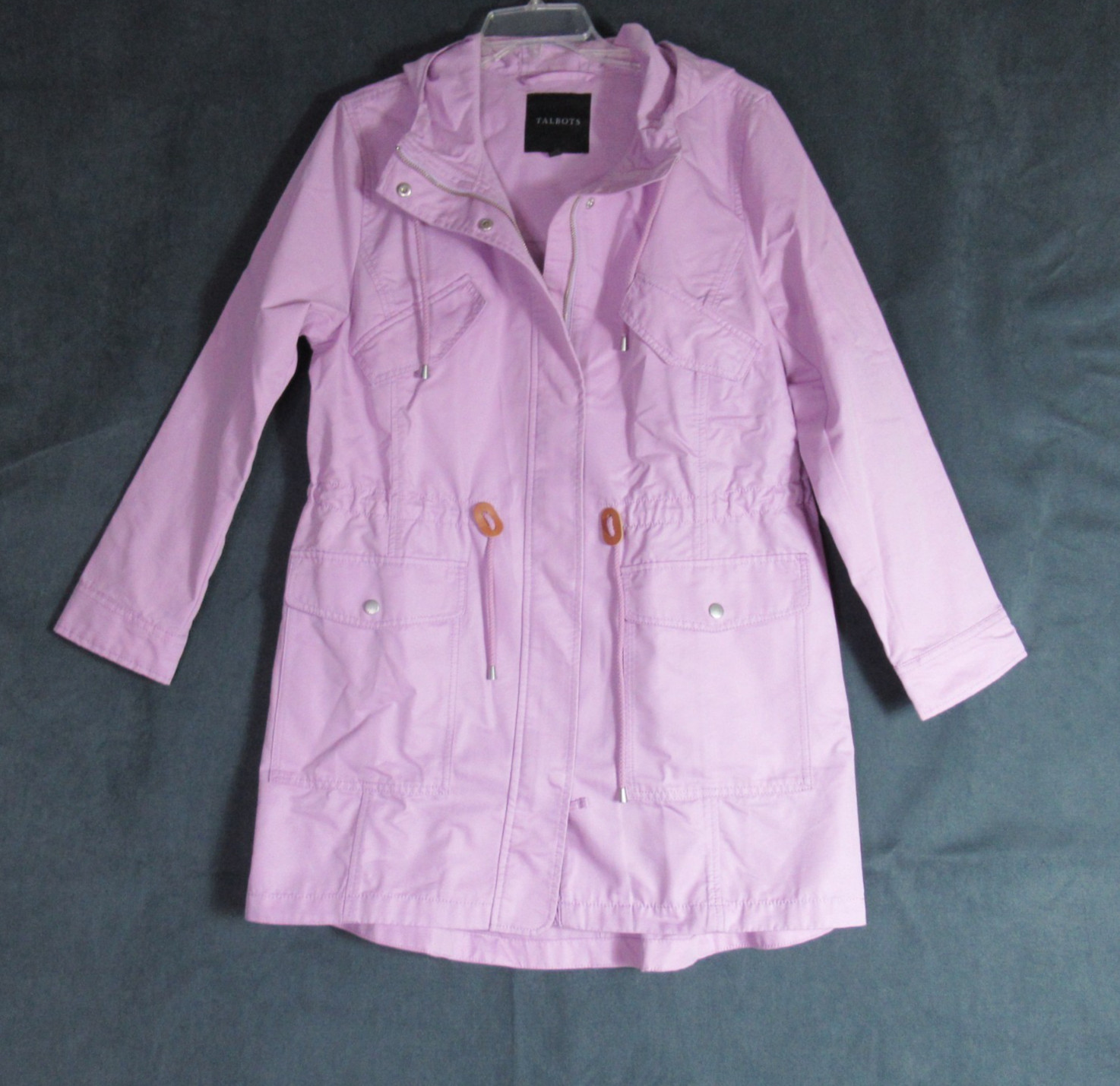 Talbots Jacket Womens Large Orchid Mist Hooded Anorak Coat Lightweight Luxury
