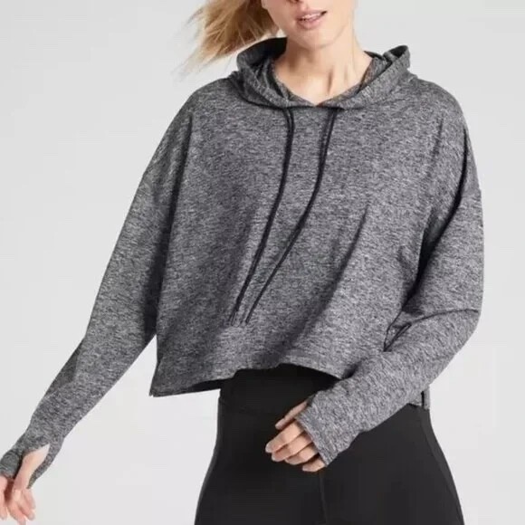Athleta Uptempo Short Hoodie Charcoal Heather Grey XL NEW
