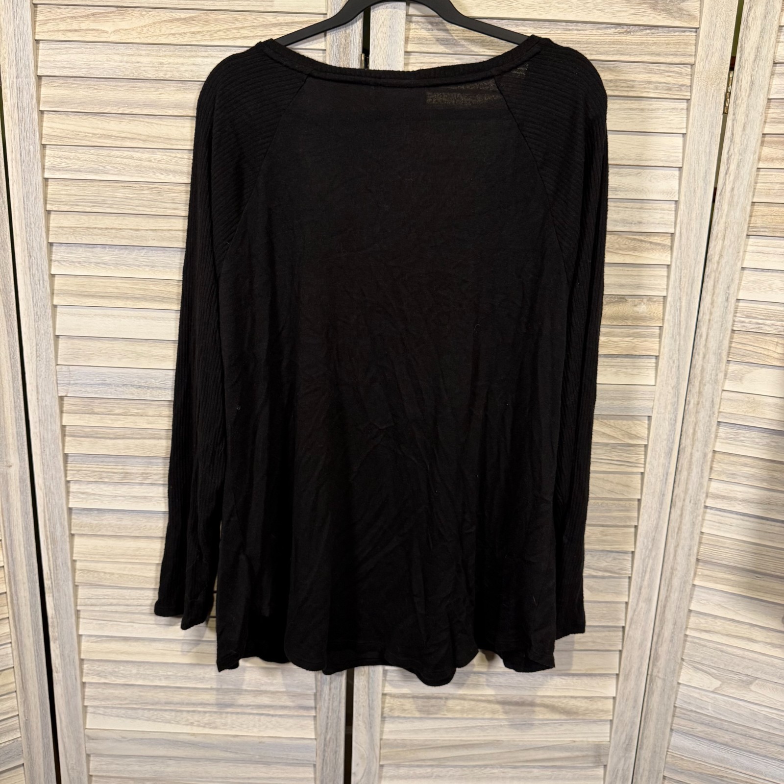 Evri Black V-Neck Long Sleeve Knit Top 1X