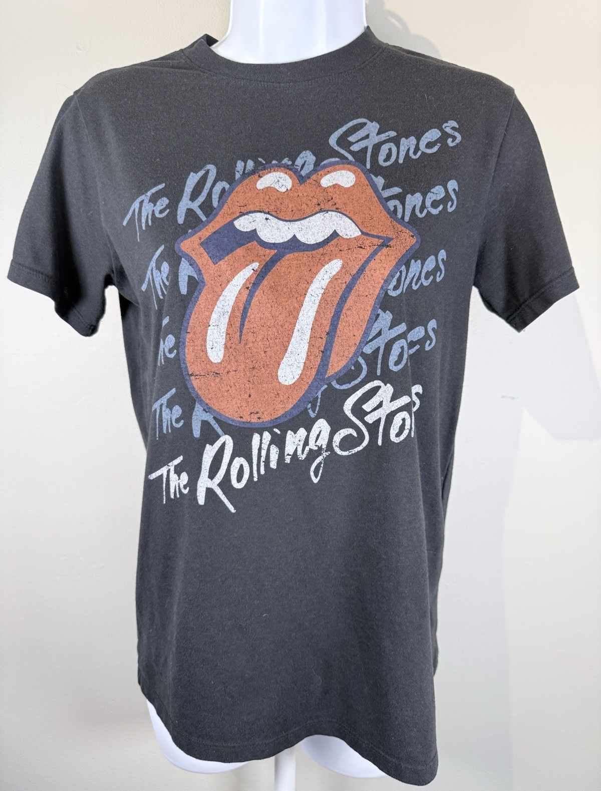 The Rolling Stones Women’s Black Graphic Print Crew Neck Cotton Blend TShirt XS