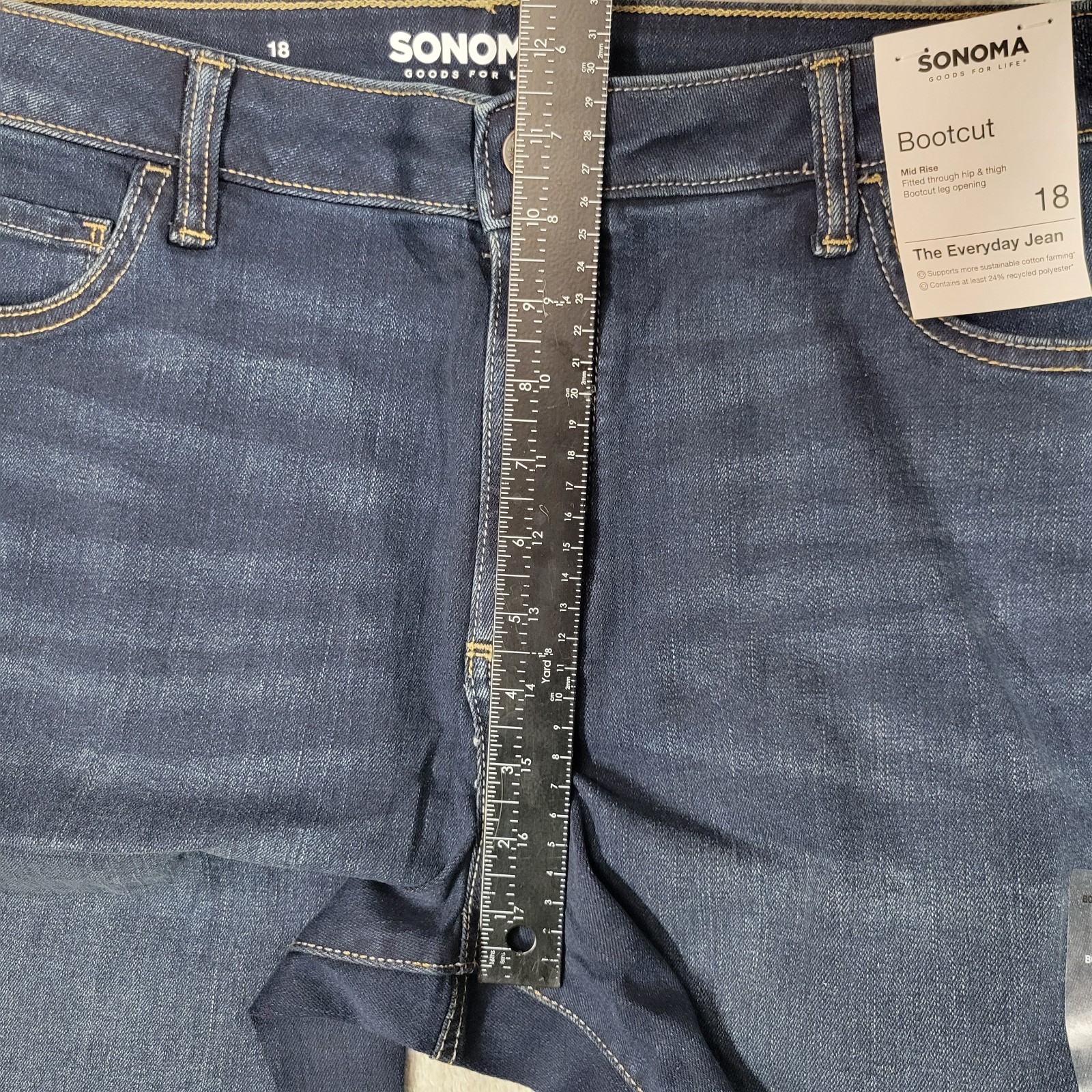 Sonoma Bootcut Jeans Womens 18 Dark Wash Mid Rise Stretch NWT Denim