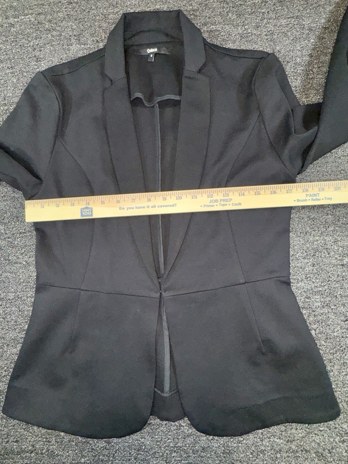 Quince Womens Ultra-Stretch Ponte Blazer Hook & Eye Closure Small Black