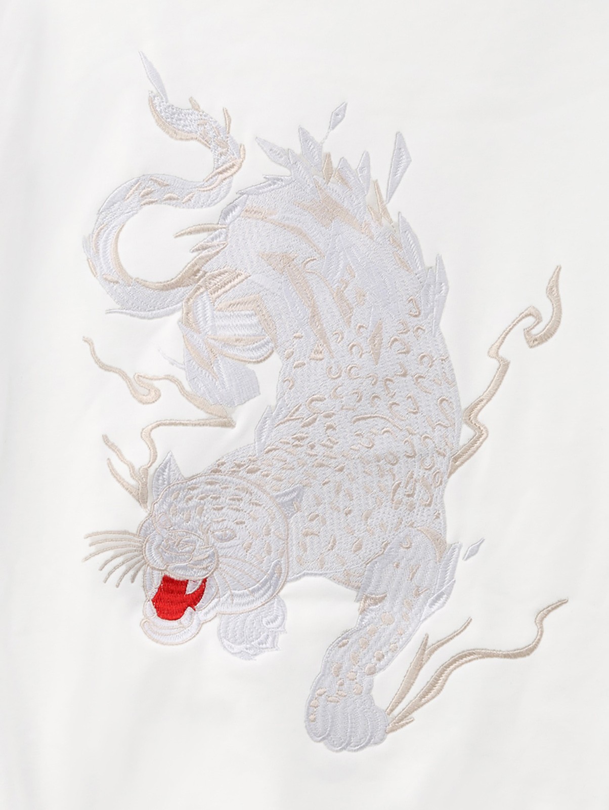 Niepce Men’s Japanese Streetwear Raging Panther Embroidery Graphic Sweater