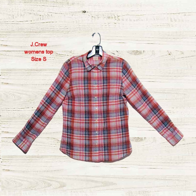 J Crew womens size Small shirt button up boyfriend style red plaid long sleeves