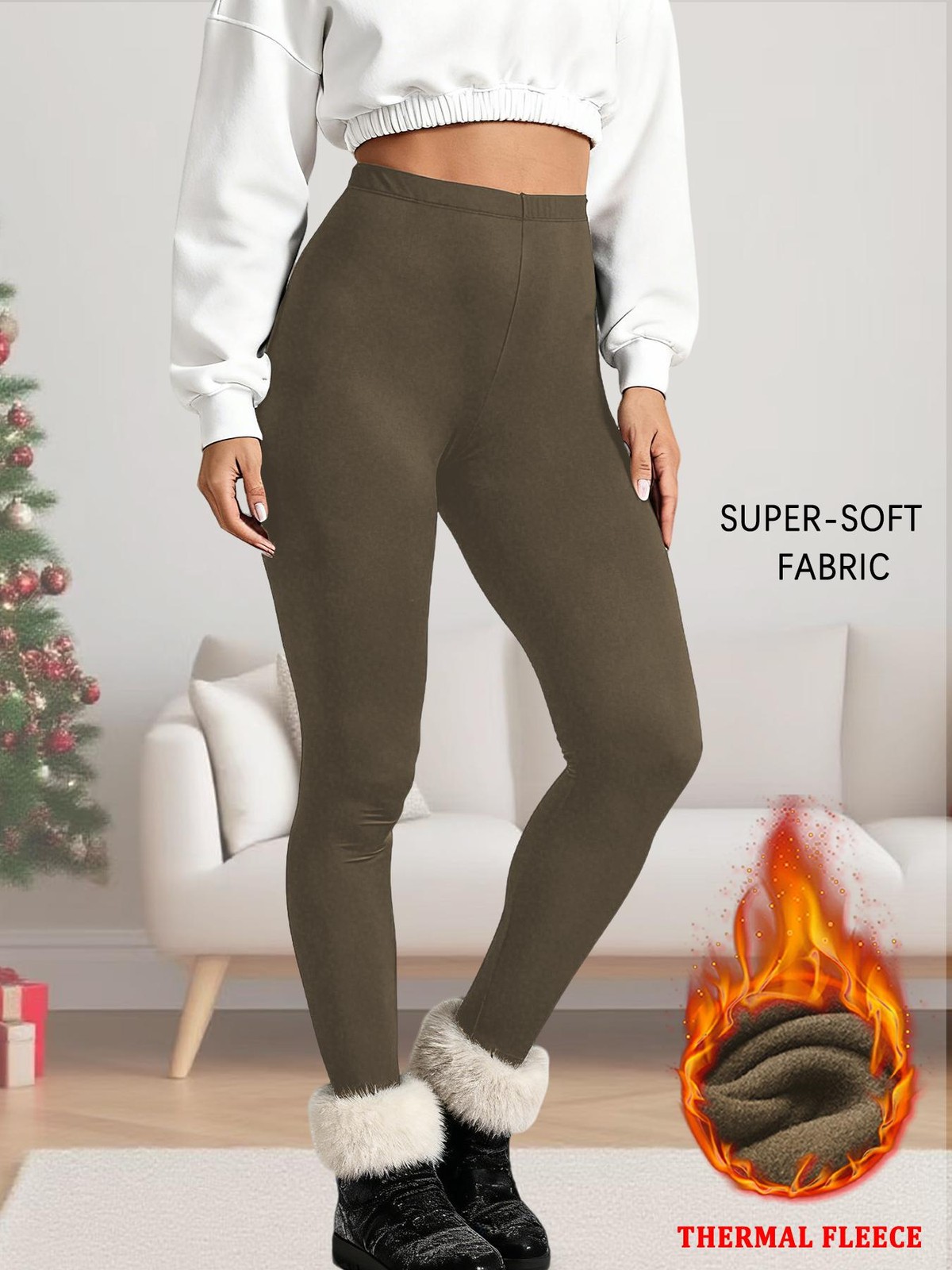 Women’s Thermal Fleece Lined Leggings. Super Soft Low Rise Design Perfect for Yo