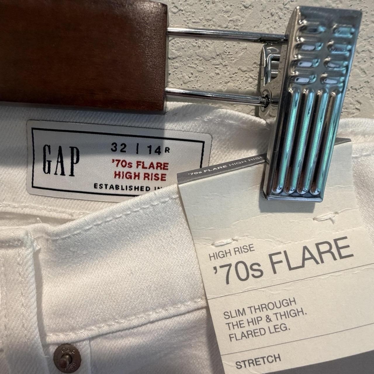 Gap Jeans Size 32 / 14 Women White Pants Stretch Denim Mid Rise 70s Flared NWT