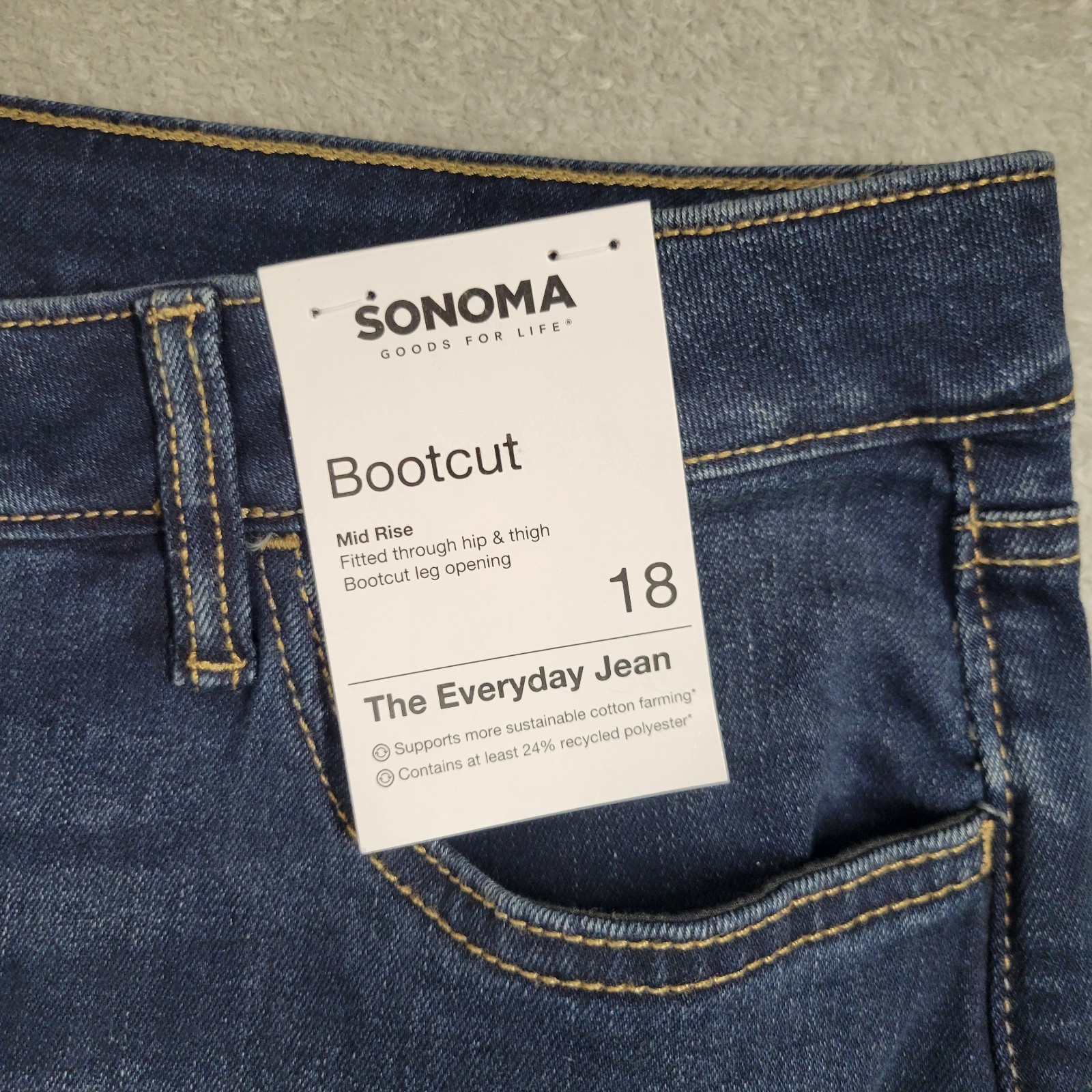 Sonoma Bootcut Jeans Womens 18 Dark Wash Mid Rise Stretch NWT Denim