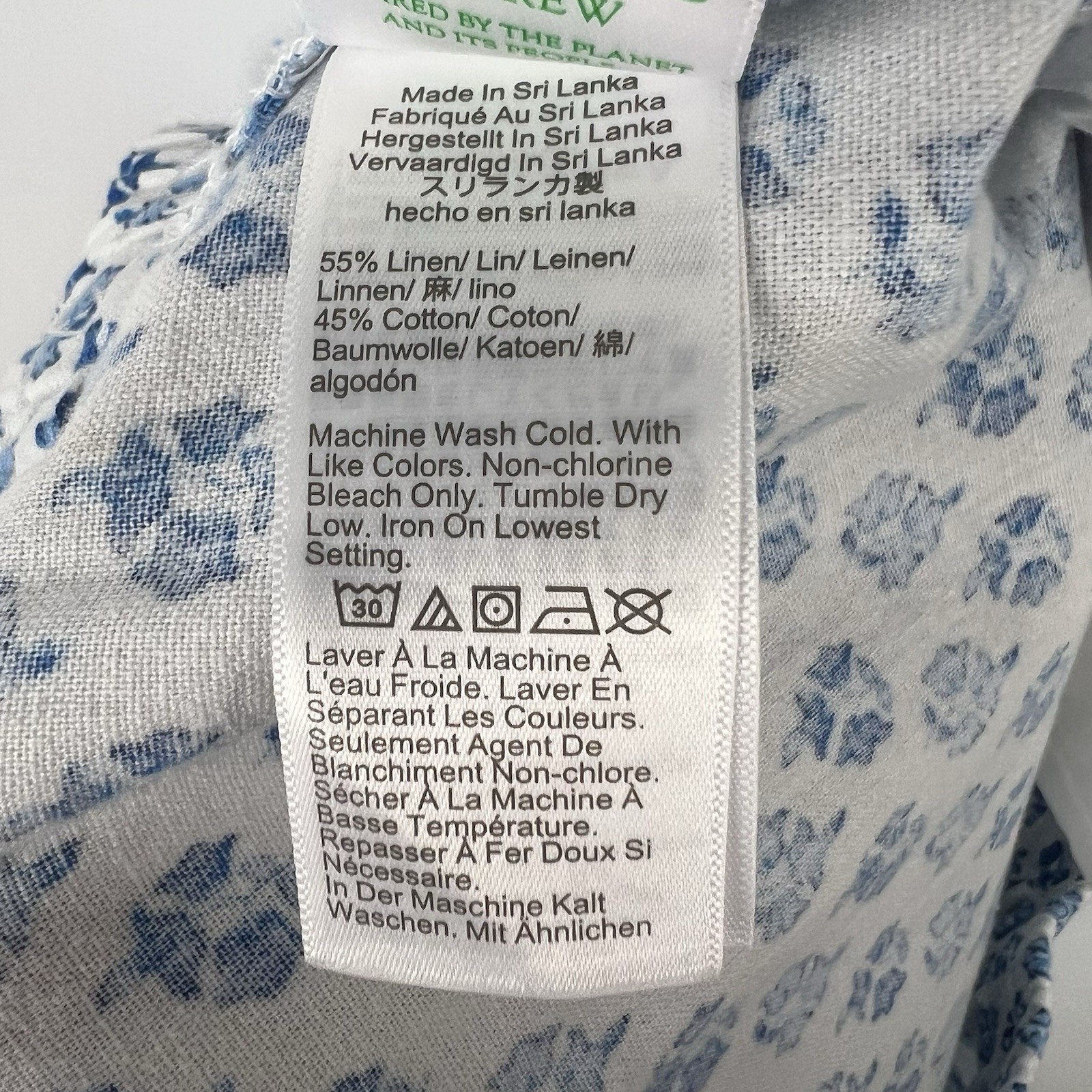 J. Crew Floral Print Linen Blend Pull On Ankle Pants Blue White 2022 Size 12P
