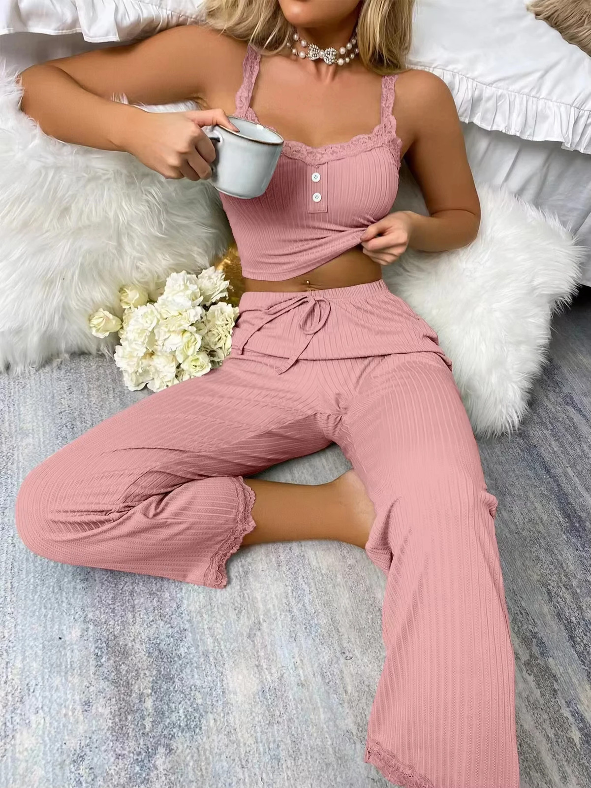 Autumn and winter new sleepwear set for European and American women fashionable