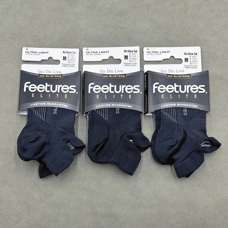 3 Pairs Feetures Women’s Elite Ultra Light No Show Tab Socks Black Size M