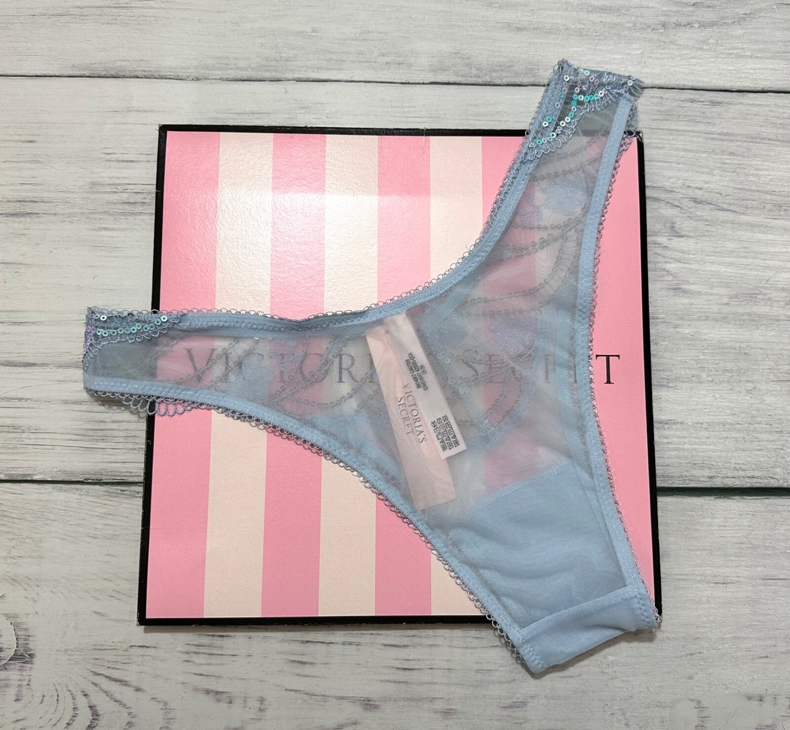 Victoria’s Secret Wicked Iridescent Embroidery Unlined Bra Panty Set Blue