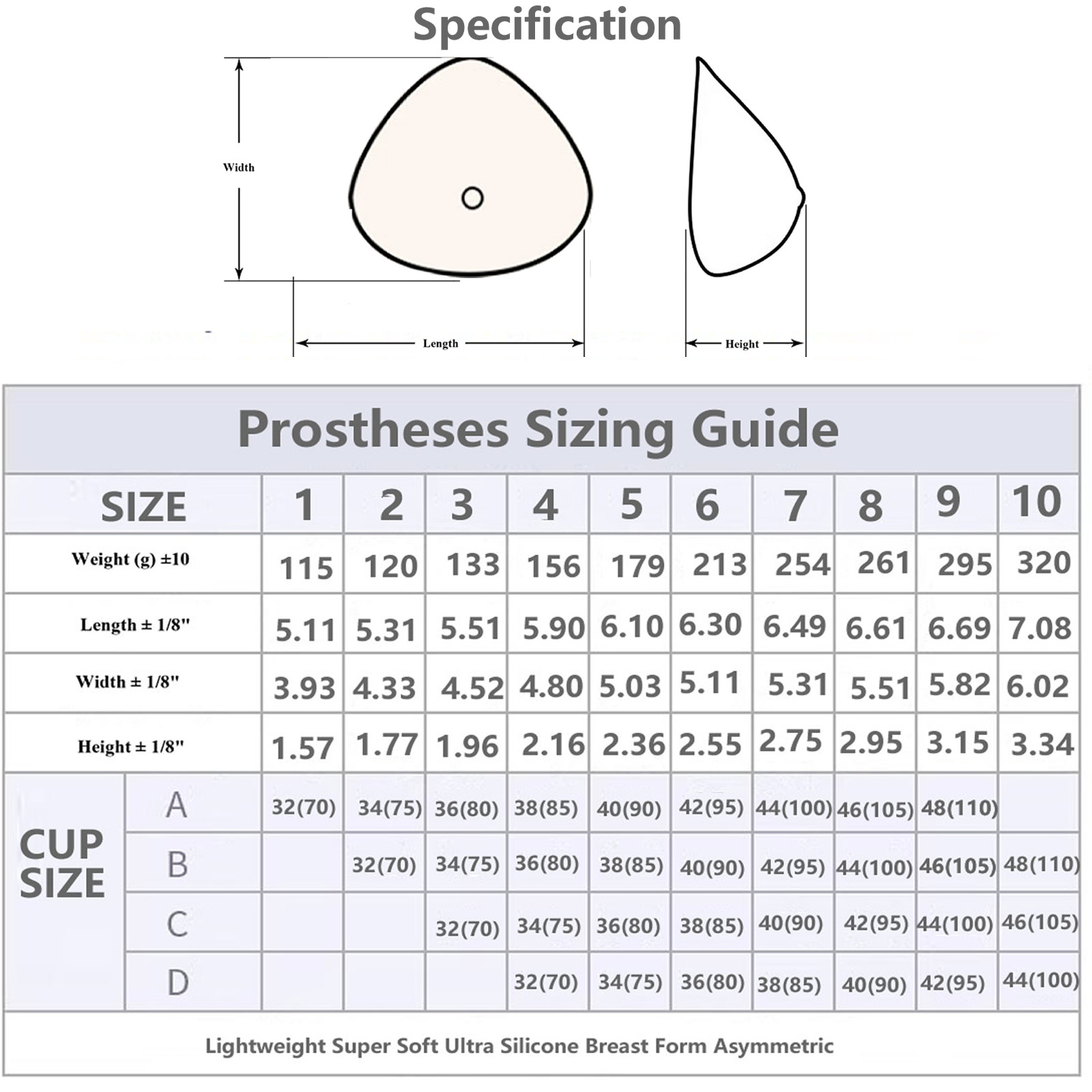 Lightweight Triangle Silicone Breast Form with Massage-Dot Back Mastectomy