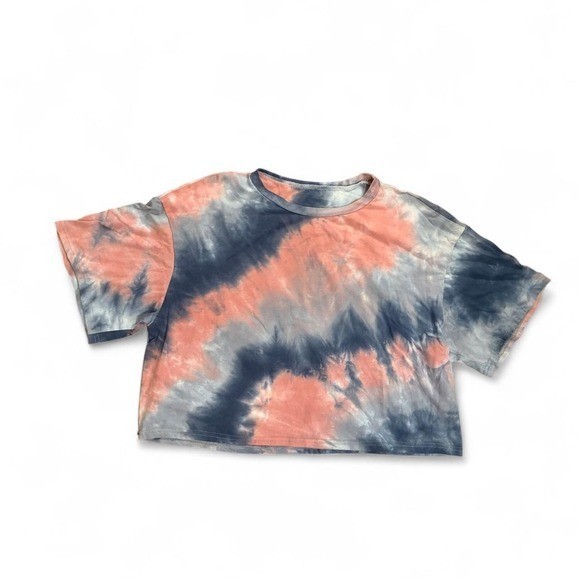 Y2K cropped summer festival Pink and blue tie-dye oversized cotton t-shirt XL