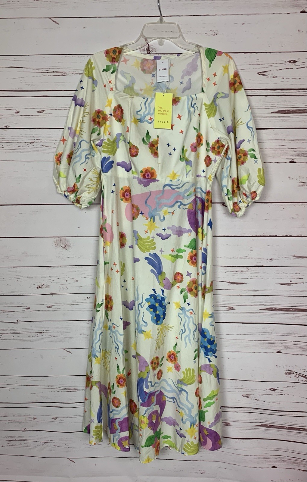 ETHNC Women’s M Medium Indian Pakistan 3/4 Sleeves Cute Long Dress NEW With TAGS
