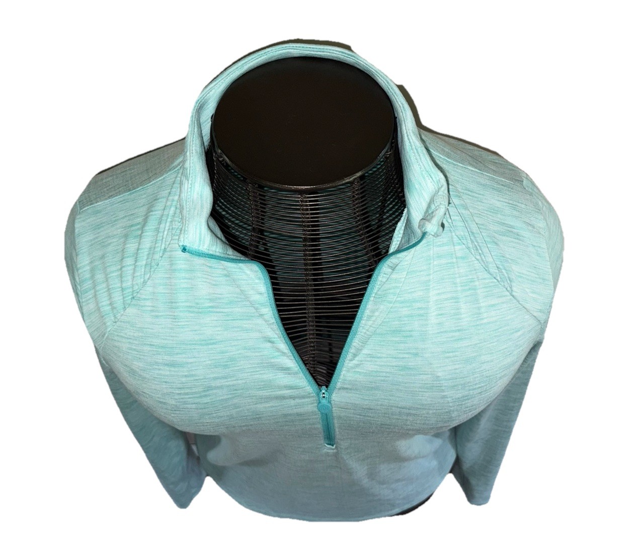 APANA Womens Loose Heather Turquoise Quarter Zip Athletic Shirt Sz M