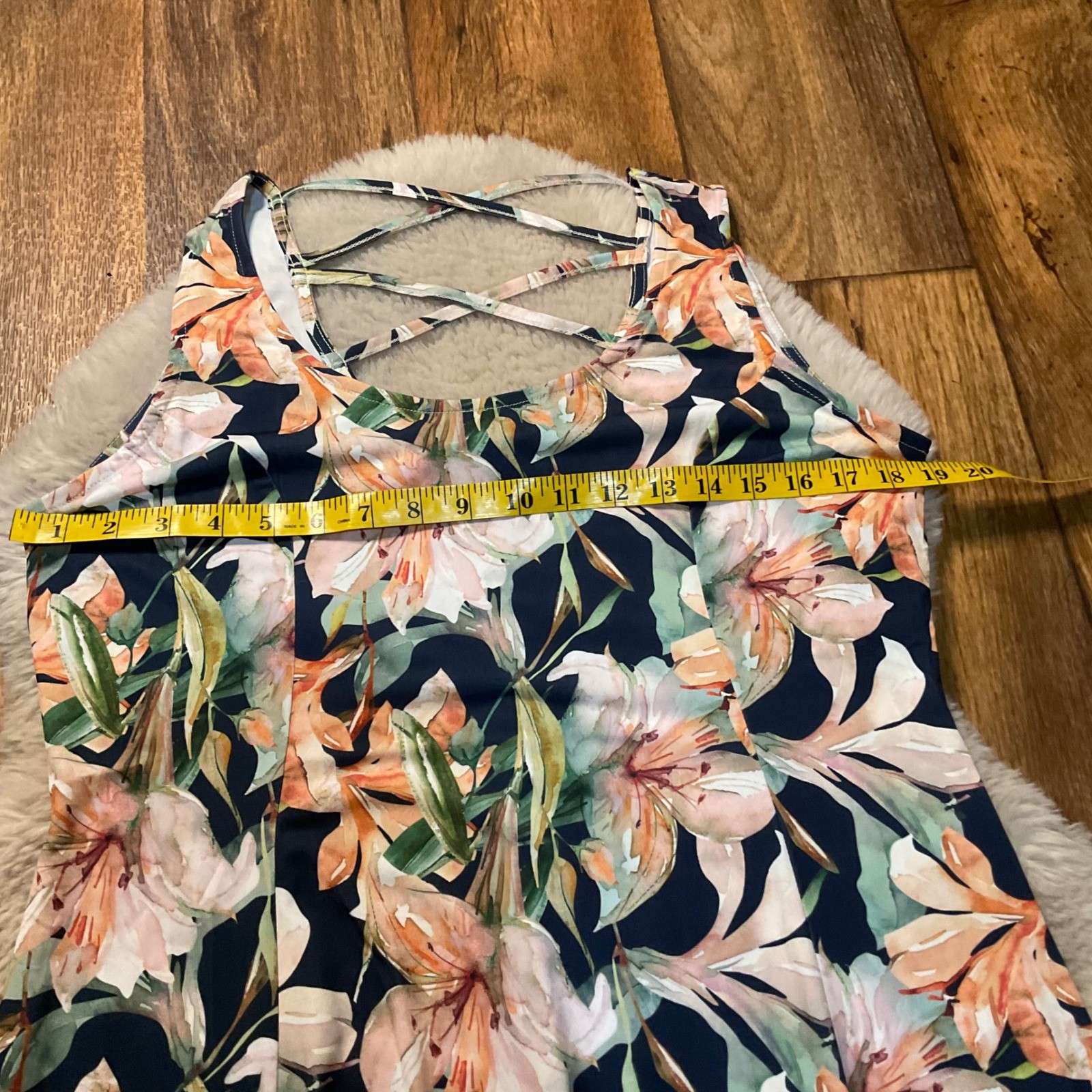 Lascana Dress Size 12 Floral Sleeveless Crisscross Back Womens