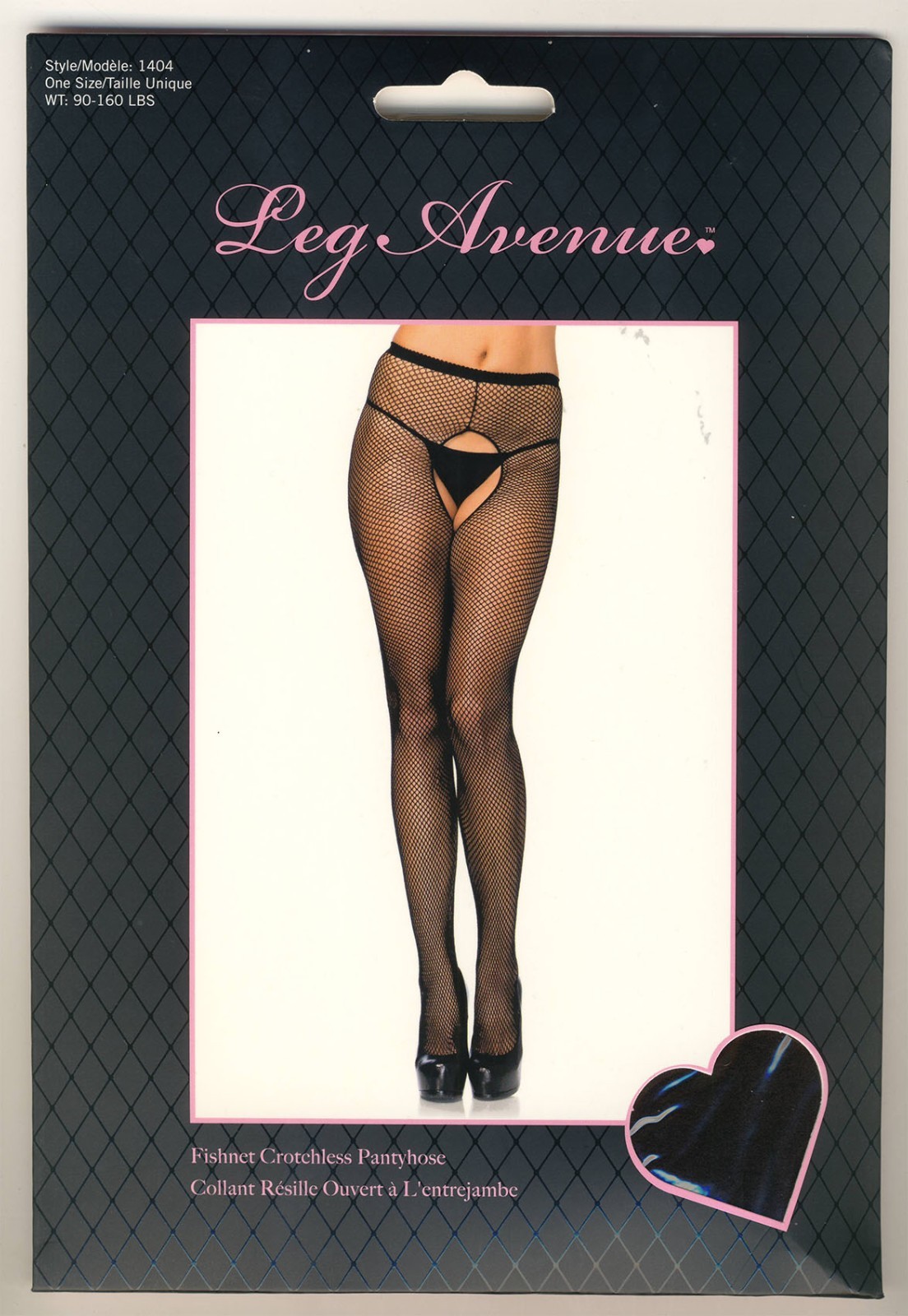 Black Fishnet Crotchless Nylon Pantyhose Tights by Leg Avenue New