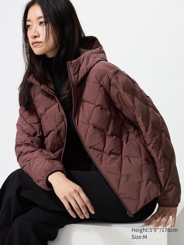 Uniqlo Women’s PUFFTECH Parka Puffer Jacket in Brown, Large, Pristine Condition