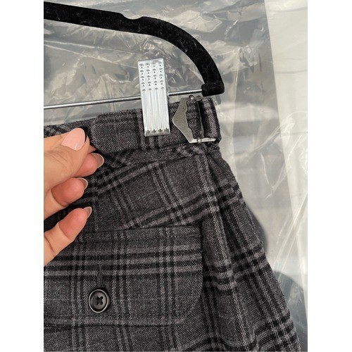 B8 Lands End Plaid Warm Lined Trouser Pants Gray Black Adjustable Waist