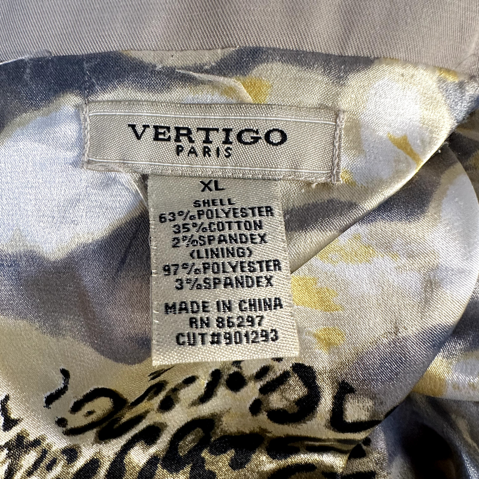 Vertigo Paris Khaki Beige Classic Double Breasted Trench Coat Women’s XL No Belt