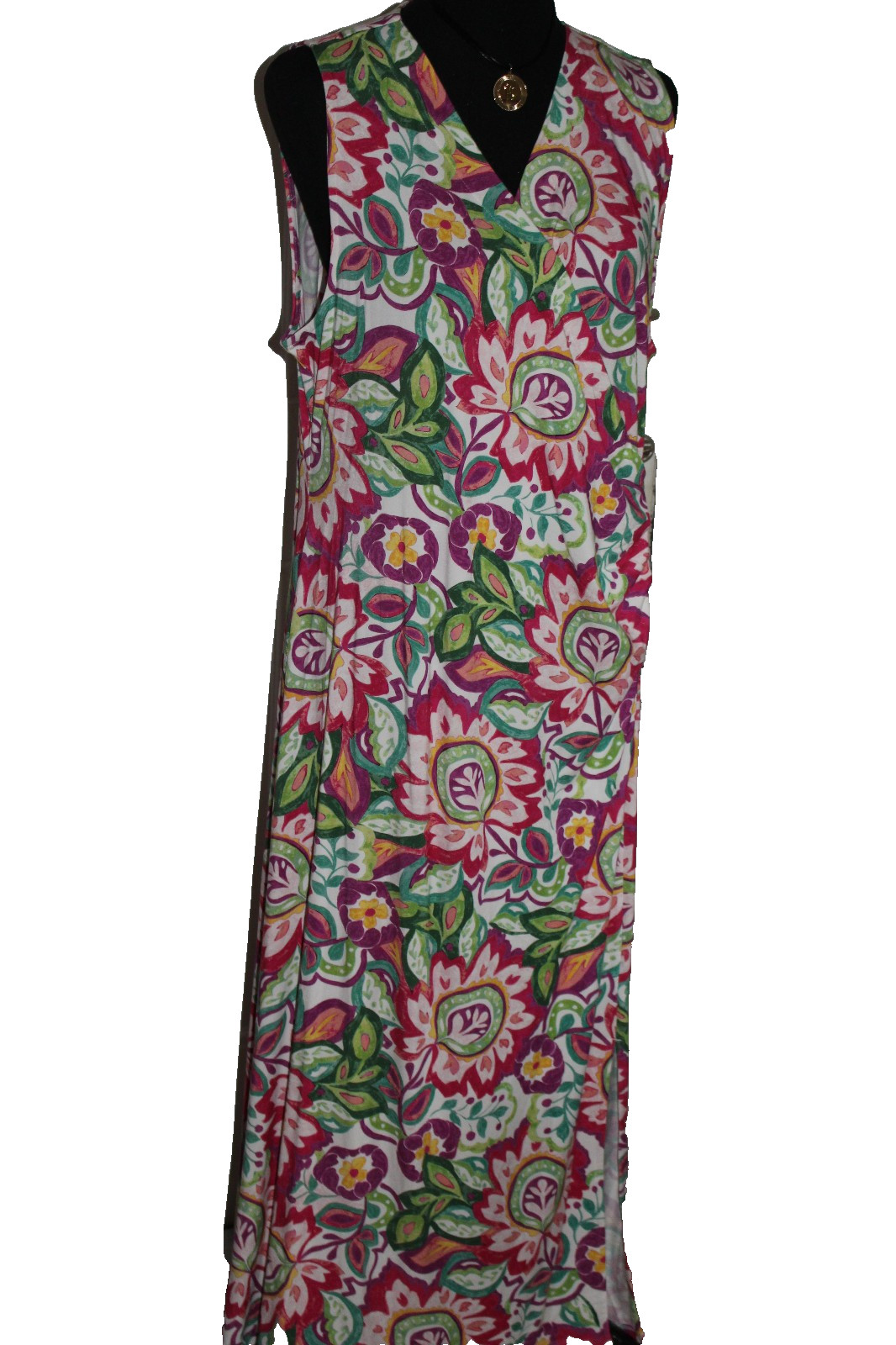 Soft Surroundings multi colors Patterned Sleeveless Jersey Maxi Dress 1X
