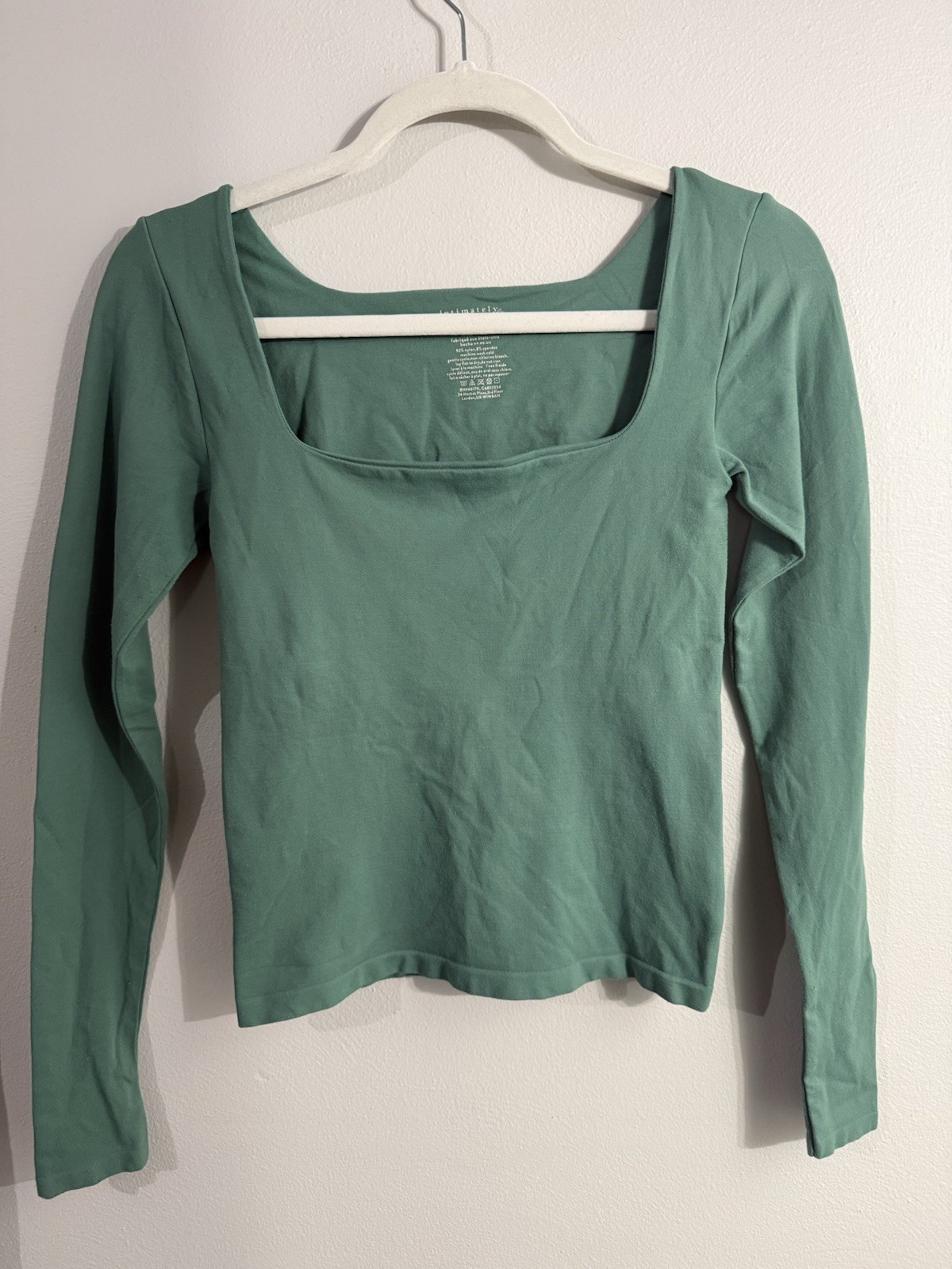 Free People Intimately Green Square Neck Long Sleeve Top Shelf Bra Size M/L