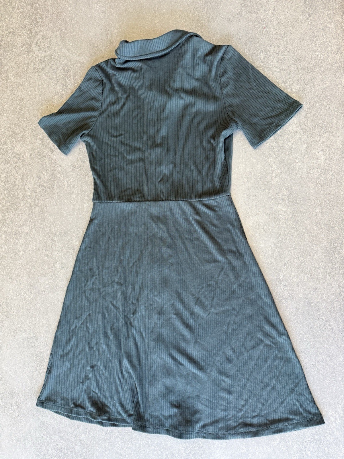 NWT GB Ribbed Full Button Down Green Girls Dress Size Small Collard Stretchy