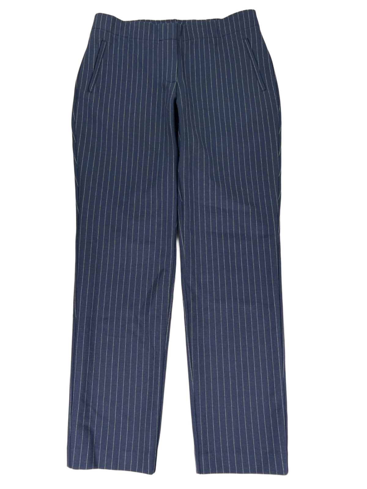 J Jill Women’s Navy Blue Pinestripe Pull On Ponte Slim Leg Pants – S