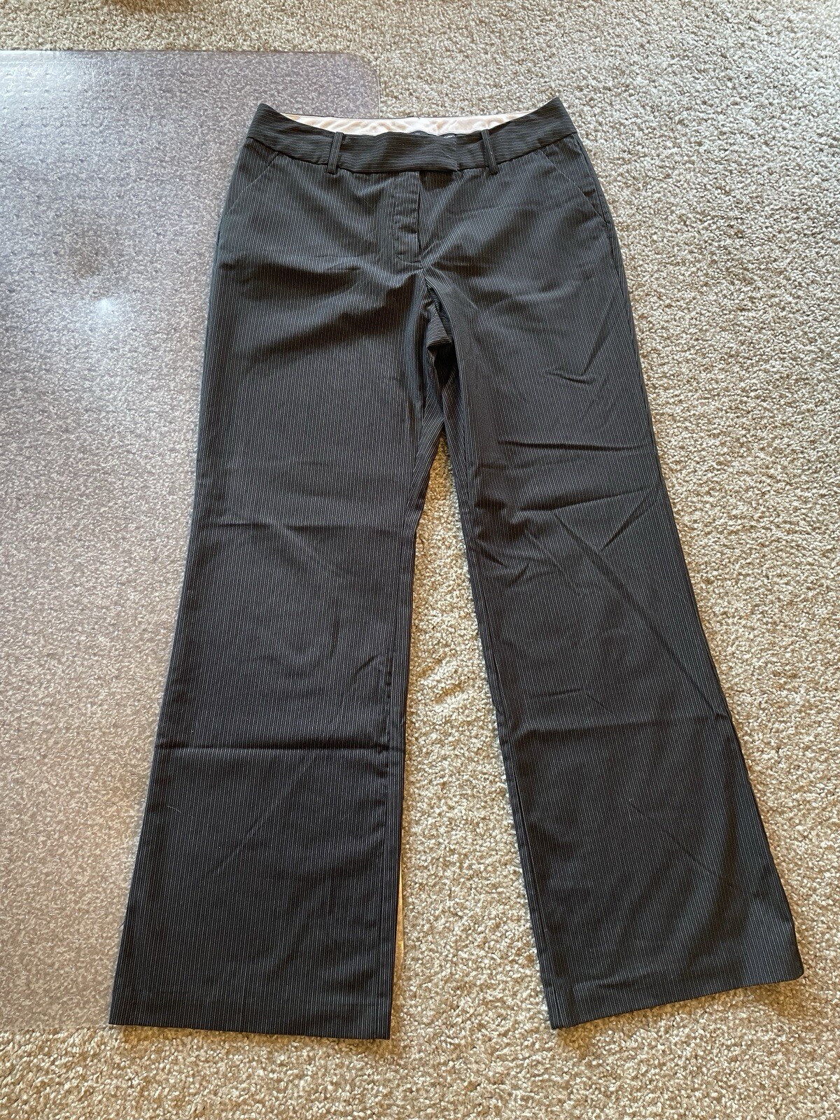 Worthington Womens Black Pinstripe Size 10 Dress Pants 33×32 Stretch