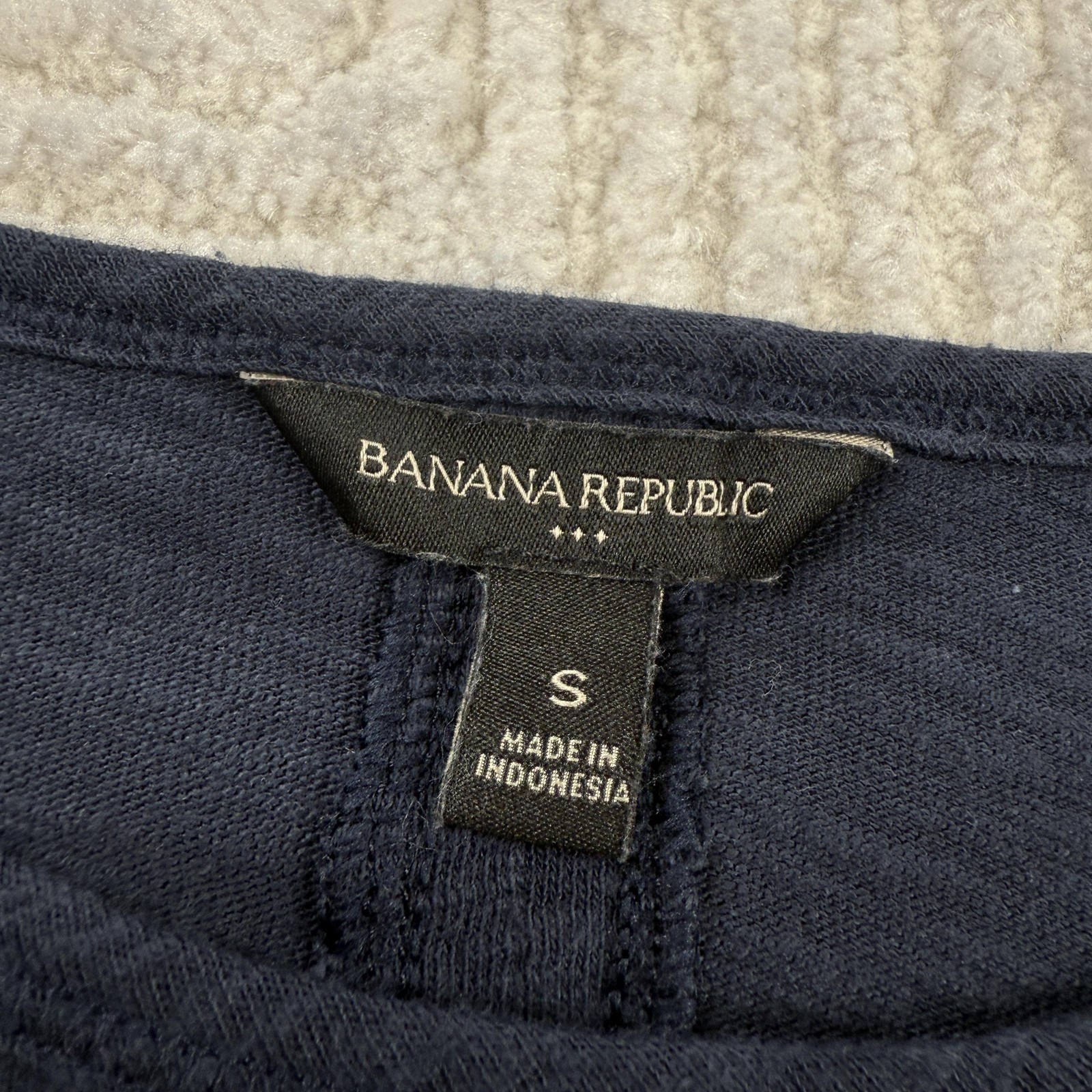 Banana Republic Shirt Womens S Blue Slub Knit Twist Back Quiet Luxury Old Money
