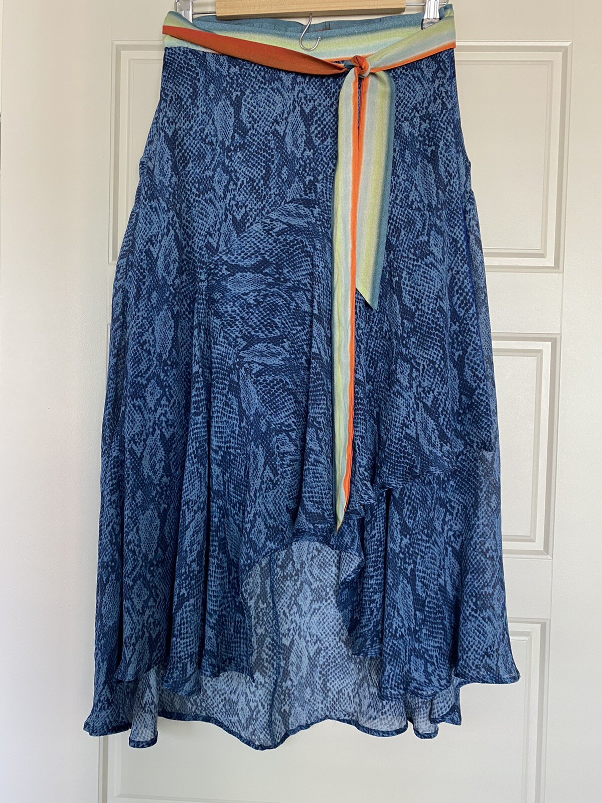 Anthropologie Conditions Apply Wrap Skirt Animals Print Small Multicolor Blue