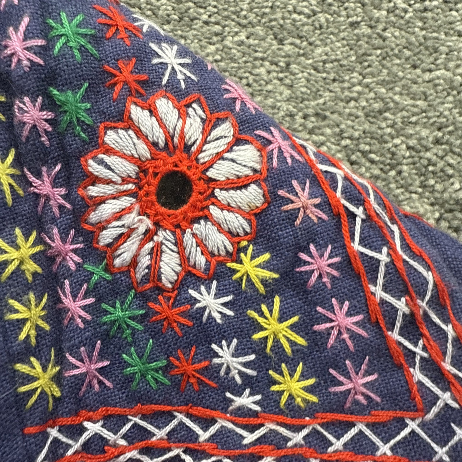 VTG Womens L India Overseas Trading Corp Shirt Embroidered Flowers Pakistan