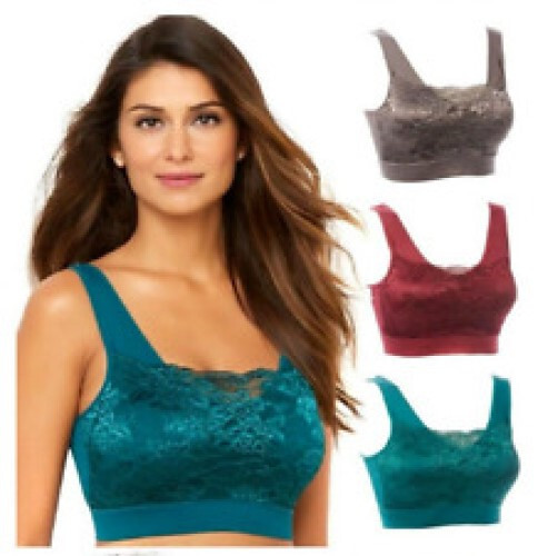 Rhonda Shear Lace Overlay 3-pack Bra 557-604 Enchanted Forest , Size 1X