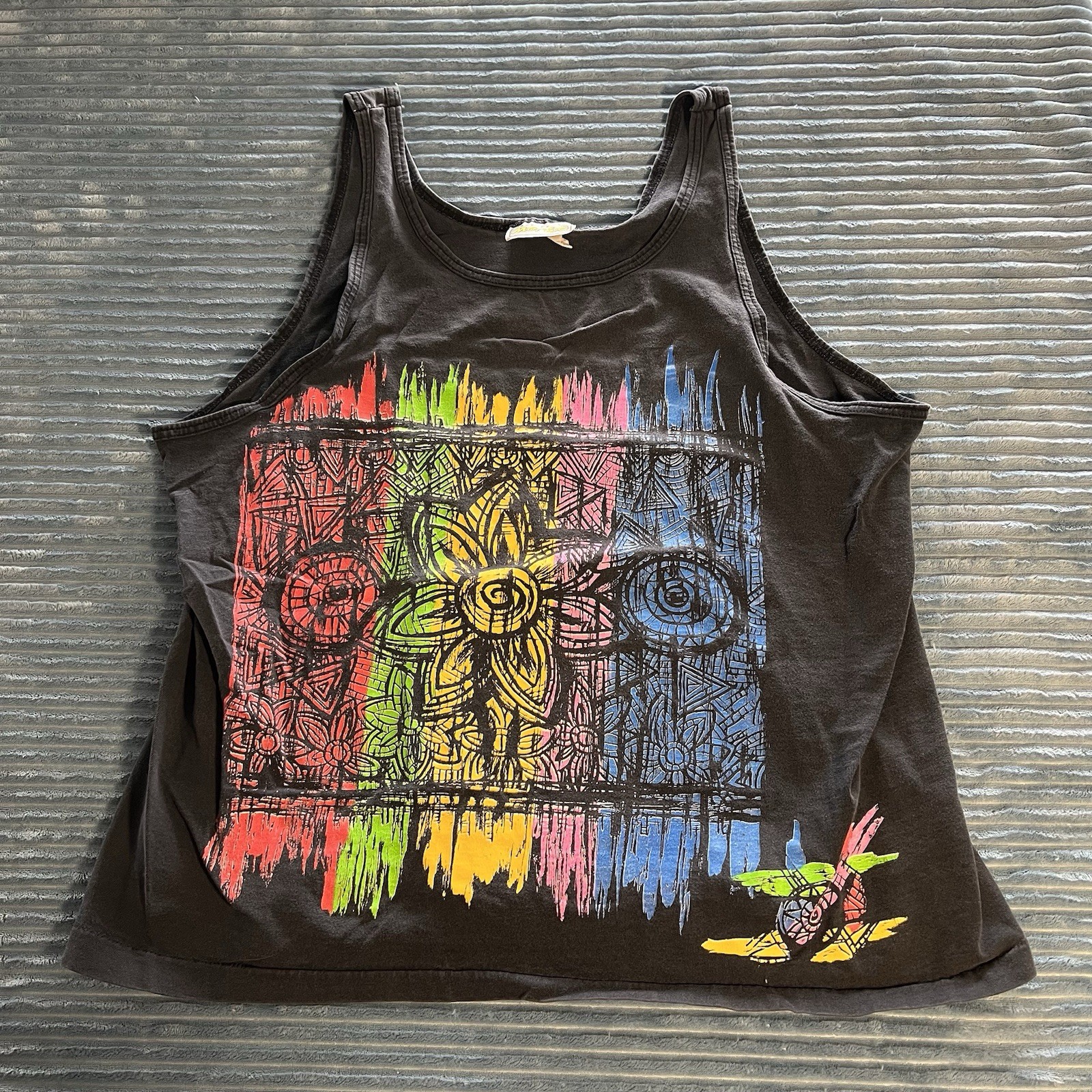 Jacques Moret Vintage 90s Surf Hawaii Summer Floral Multicolor One Size Tanktop