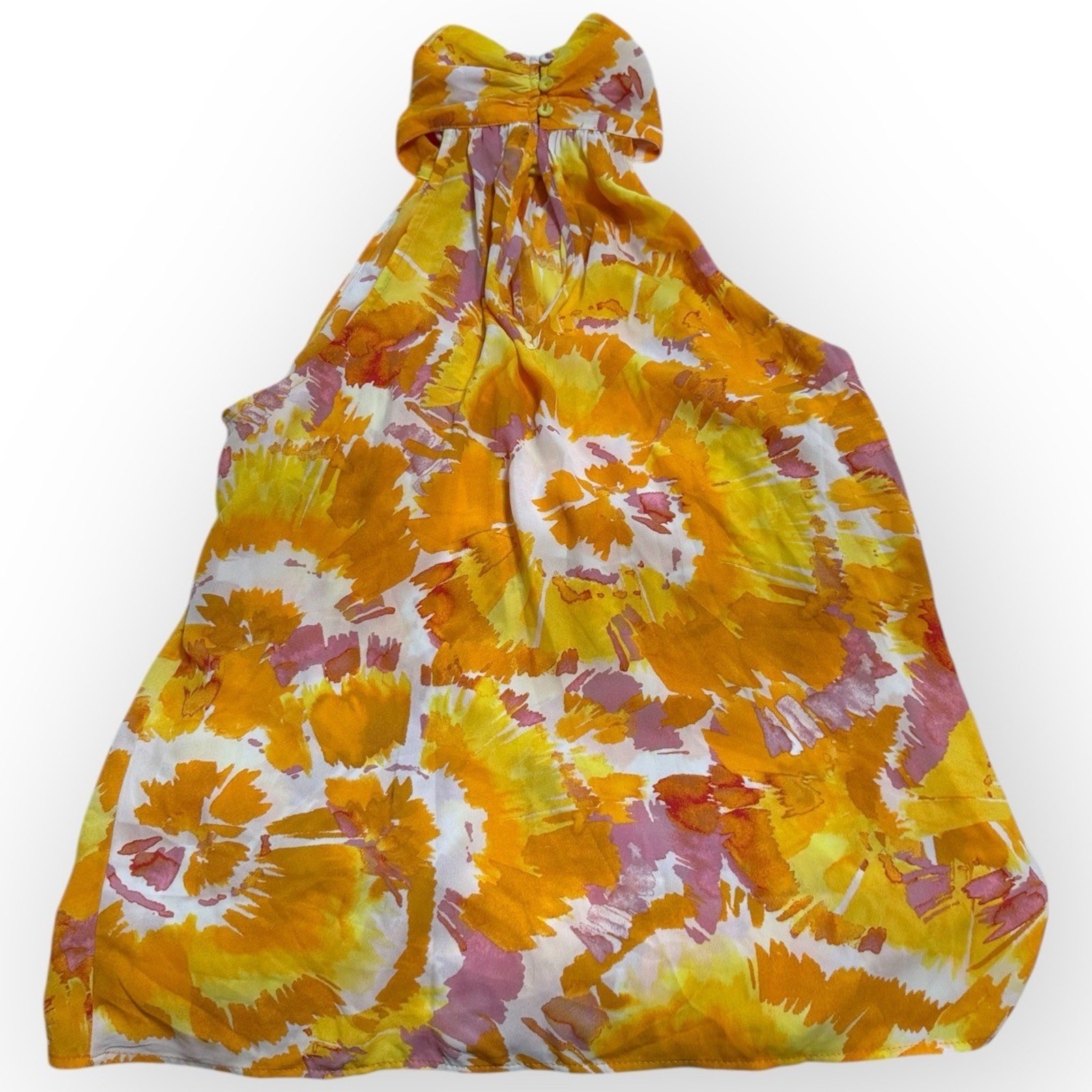 NWT DR2 Women’s Tie-Dye Halter Neck Blouse Yellow Pink White Size S